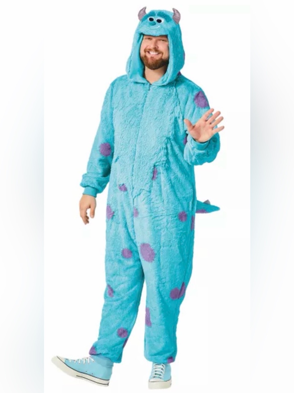 Monsters Inc Sulley Sully Onesie Adult Large Blue Hooded Pajamas Costume